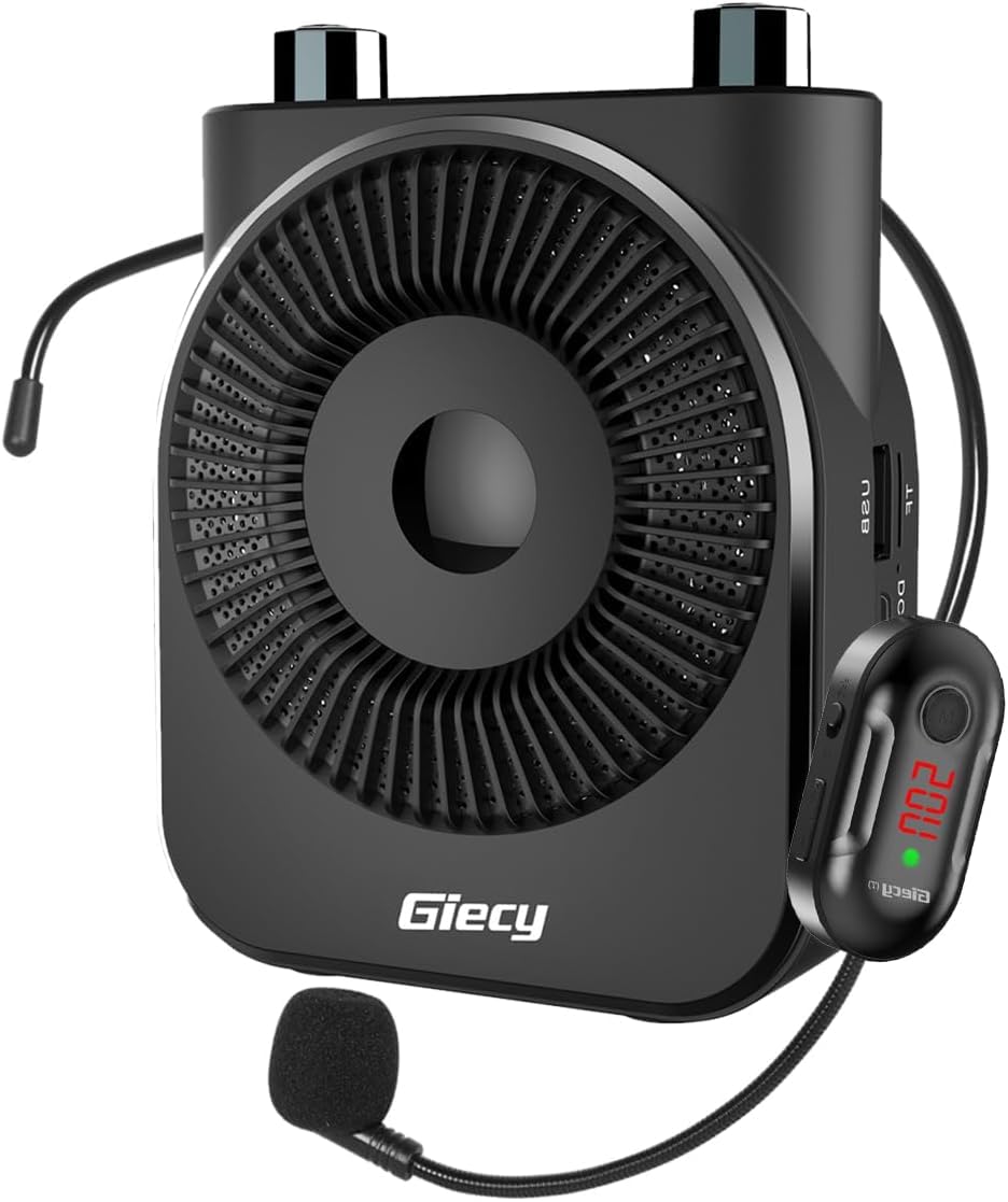 Amplificatore Vocale portatile con Microfono Cuffia Wireless UHF, Ricaricabile 2600mAh, Batteria a Lunga Durata, Mani Libere per Insegnanti, Guide Turistich, Attività all'Aperto
