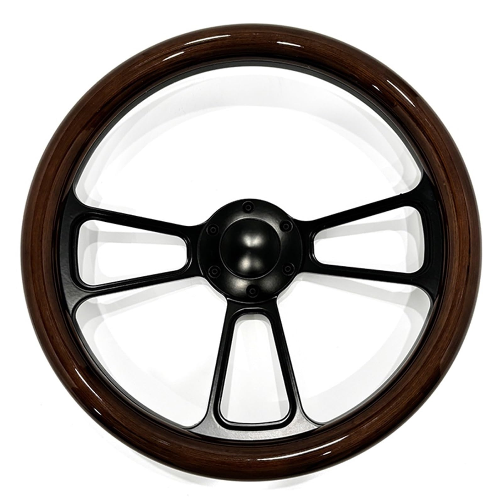 Volante da corsa Staffa universale a tre razze da 14 pollici 350 mm in legno massello marrone cromato nero, spessore 5 per corsa rallye