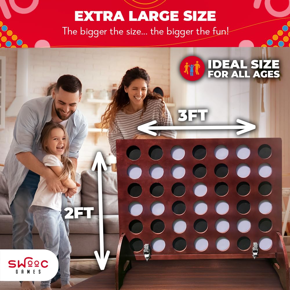 Swooc - Giant Four in a Row (All Weather) with Carrying Case & 60% Quieter Design - Giant Game Outdoor for Adults and Family - 4 in a Row Life Size Yard Games for Kids and Adults — Amazon image 6