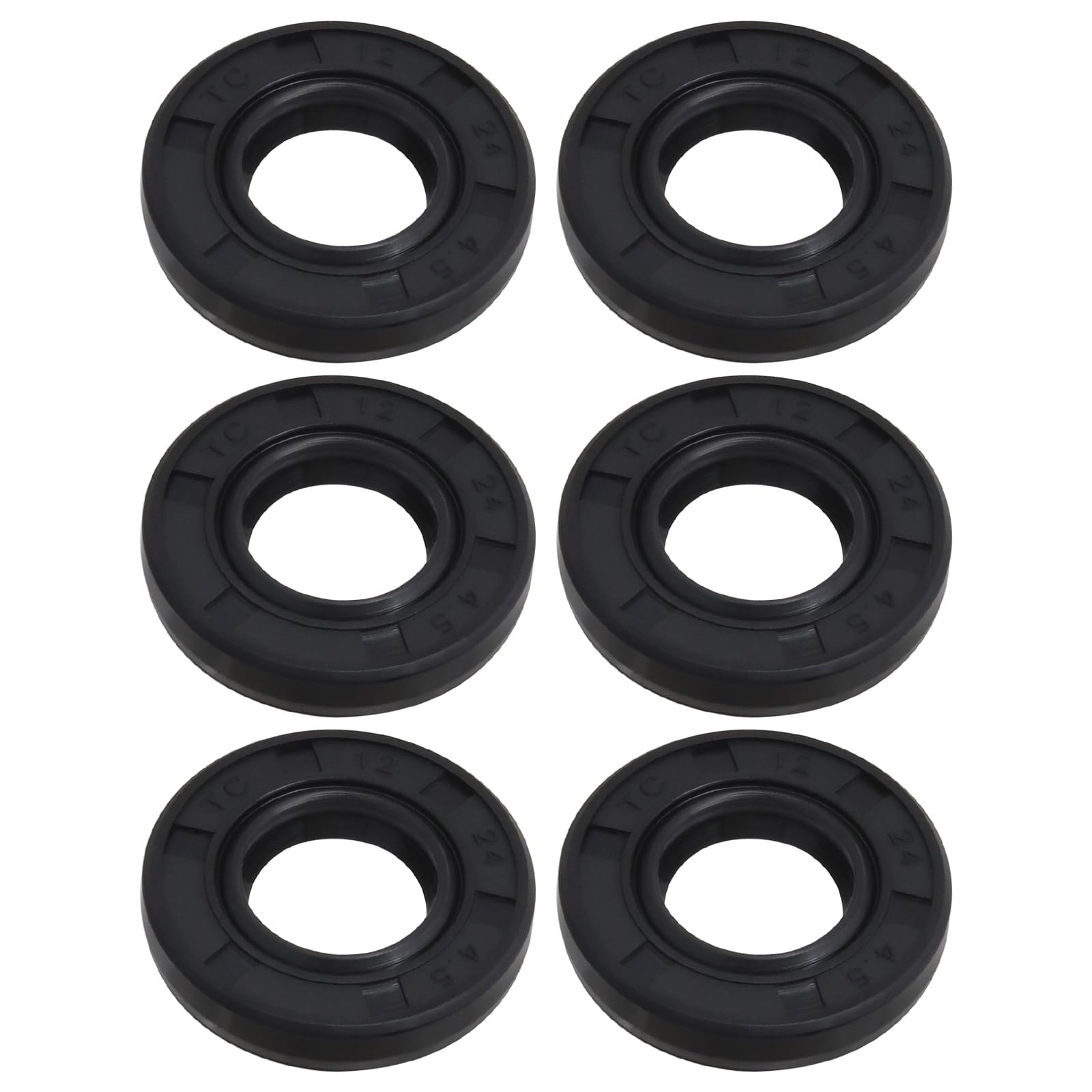 Create idea 6pcs TC Oil Seal Nitrile Rotary Shaft Seal Double Lip Rotary Shaft Seal Rubber Double Lip Seal 12x24x4.5mm Suitable for Industrial Equipment