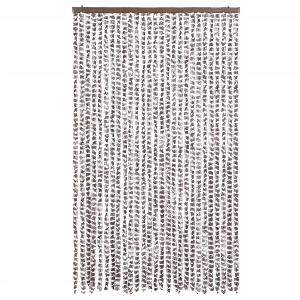 Tenda Antimosche Tortora e Bianca 118x220 cm in Ciniglia,Tenda Antimosche per Finestre e Porte Leggera Resistente all'Acqua Silenziosa Zanzariera Antiisetti-4004892