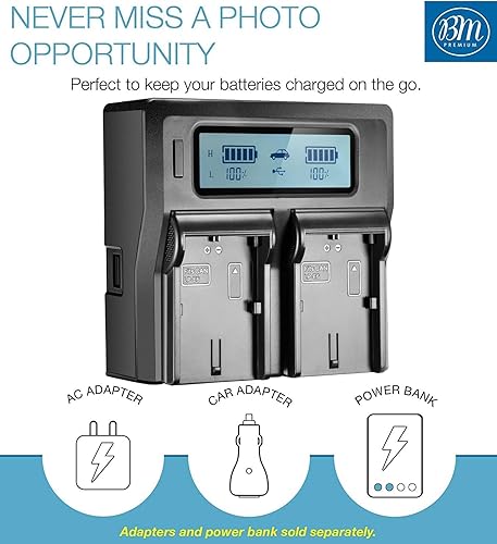 Miniatura 3 de BM Premium Paquete de 2 baterías NP-T125 y cargador de batería de doble bahía para cámaras Fujifilm GFX 50S, GFX50S, GFX 50R, GFX50R, GFX 100,
