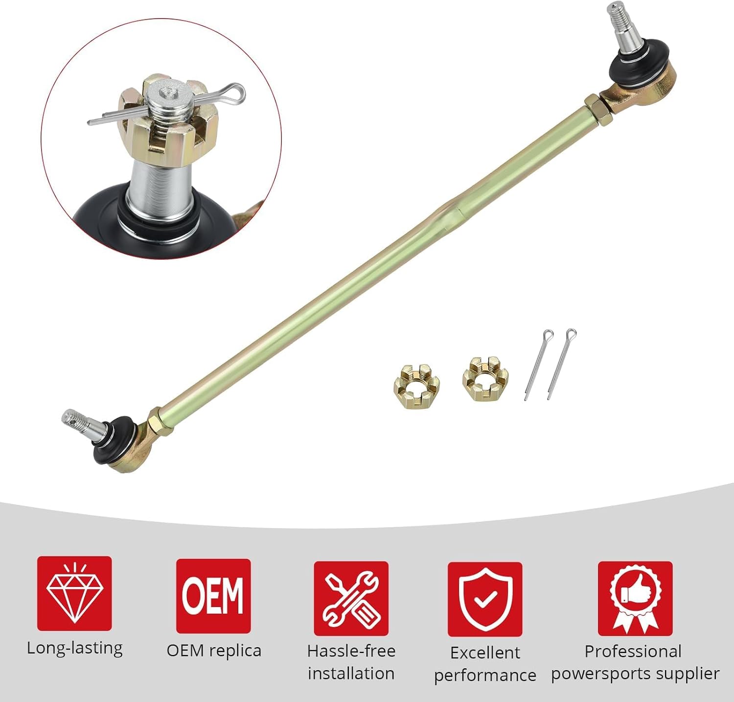 JAVIK Tie Rod & End Kit Fit for Suzuki Eiger 400 2x4/4x4 LT-F400 LT-A400(ALL Model Not Use K3/K4,LT-A400C Only Use K5)2003-2007,OEM#51281-38F00
