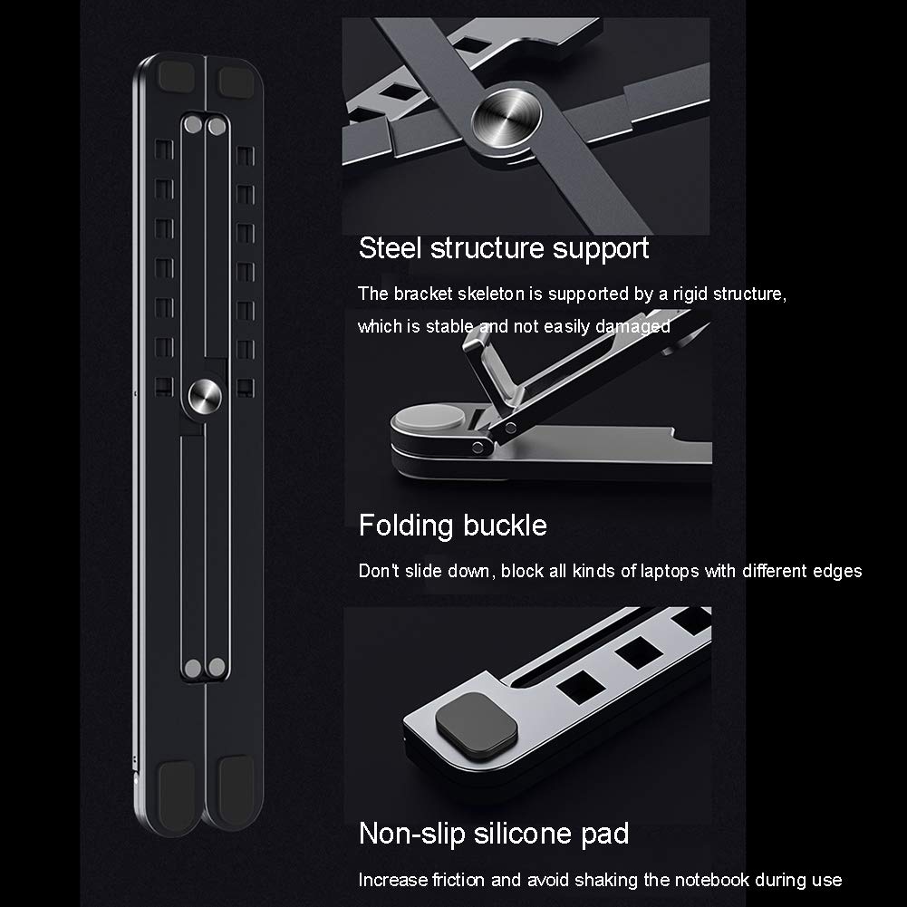 Soporte para laptop, soporte para portátil, soporte plegable para laptop, elevador de 8 alturas ajustables, para computadora de escritorio y tablet