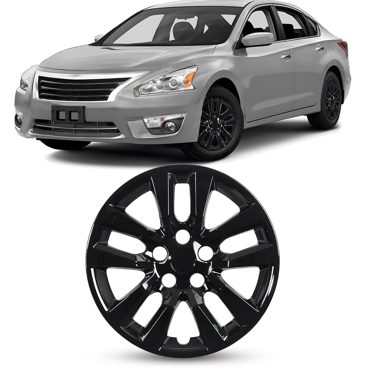 ROXX 1Pc Set 16inch Wheel Rim Cover Hubcaps Replacement for Nissan Altima Sedan 2013-2018 (Only Fit for Steel Wheels), Snap-On Car Truck SUV Hubcap(5102, Black Lacquer)