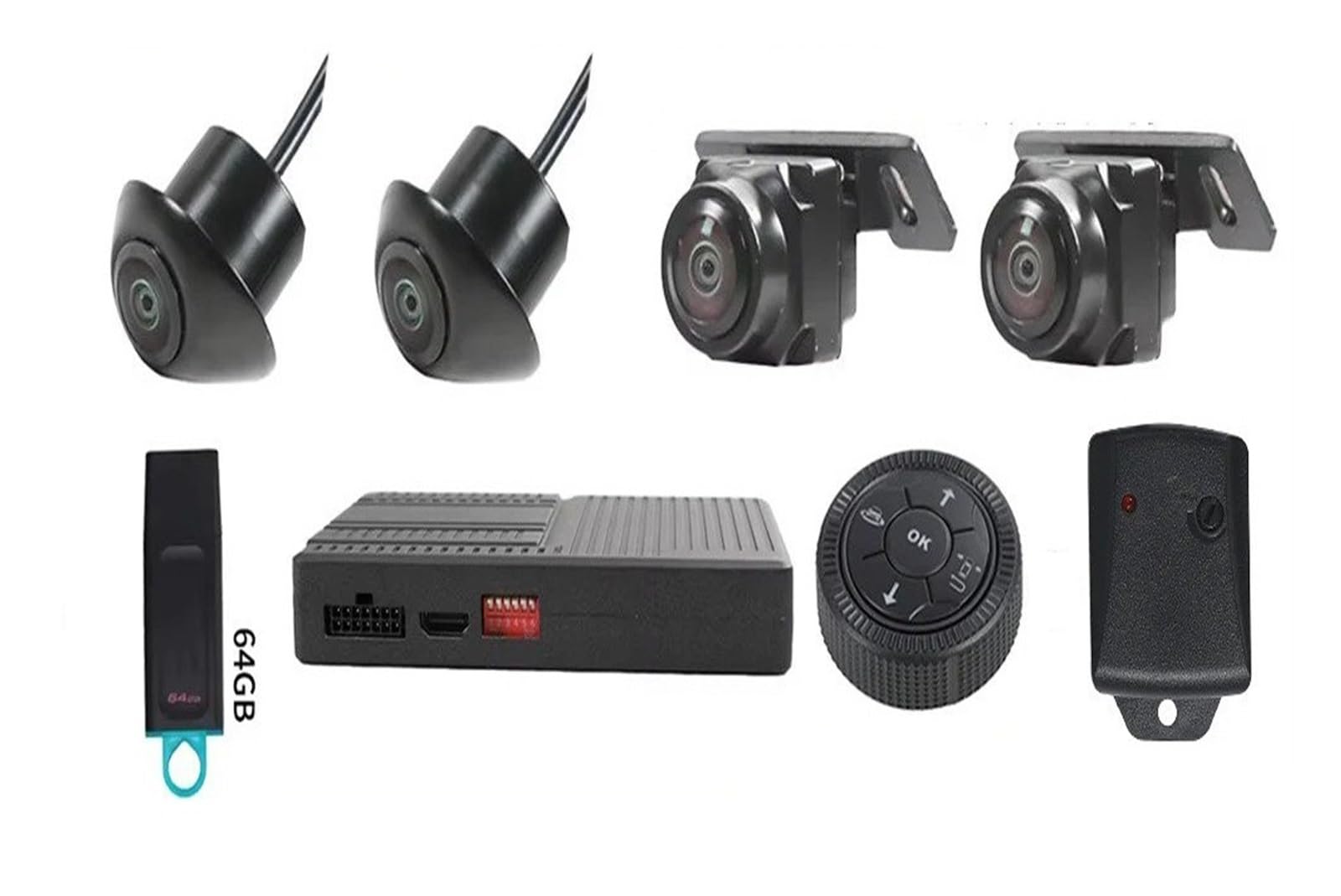 Auto 3D Ai 360 Surround View Kamerasystem 1080P Mit Kalibrierungstuch / 64G USB Schocksensor Autokamera
