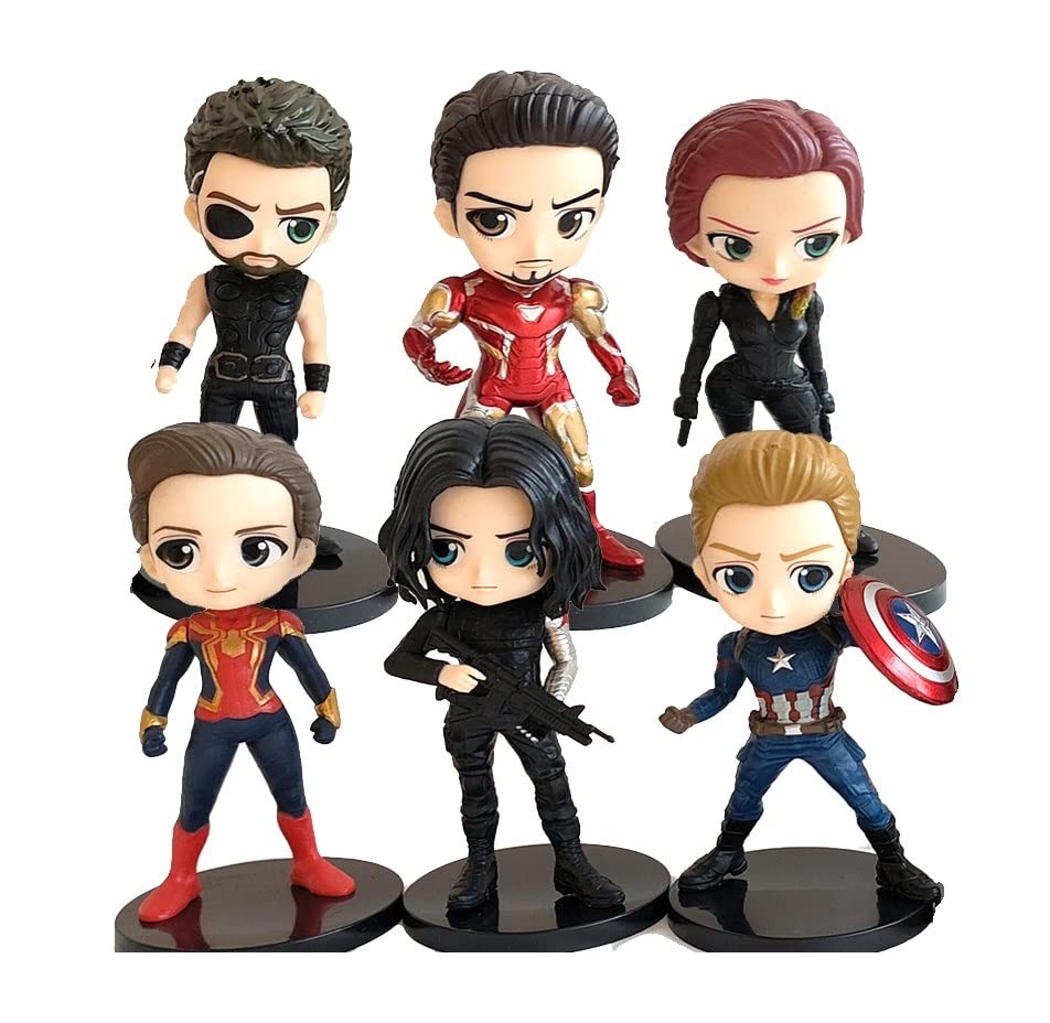 KENMA Superheroes Set Of 6 Action Figures Winter Soldier Iron Man Spider Man Black Widow Thor Model Toys (B0C2F67N58) Amazon Price History, Amazon Price Tracker