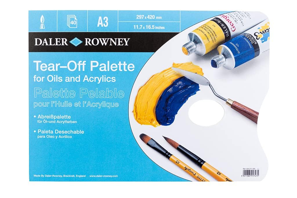 Daler-Rowney Tear Off Palette for Oil & Acrylic A3 Size, 40 Sheets, Ideal for Artists, Students & Hobbyists