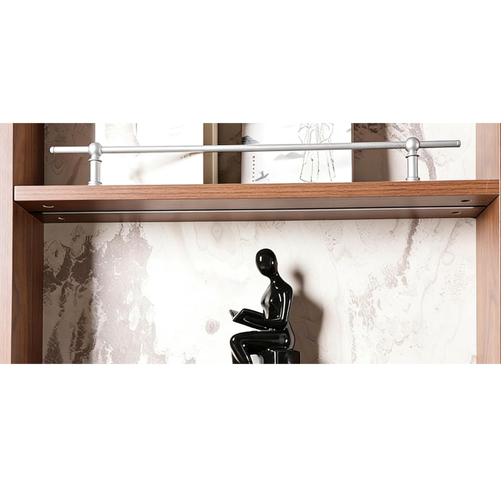 MESCXTY Metal Shelf Guard Rail Decorative 14~42 Inch Long, Tipping Set for Wood/Gallery Shelves, Customizable Length Bookshelf, Shoe Racks, Cabinets Guardrail Bar(Silver-6 Pack,23in/58cm)