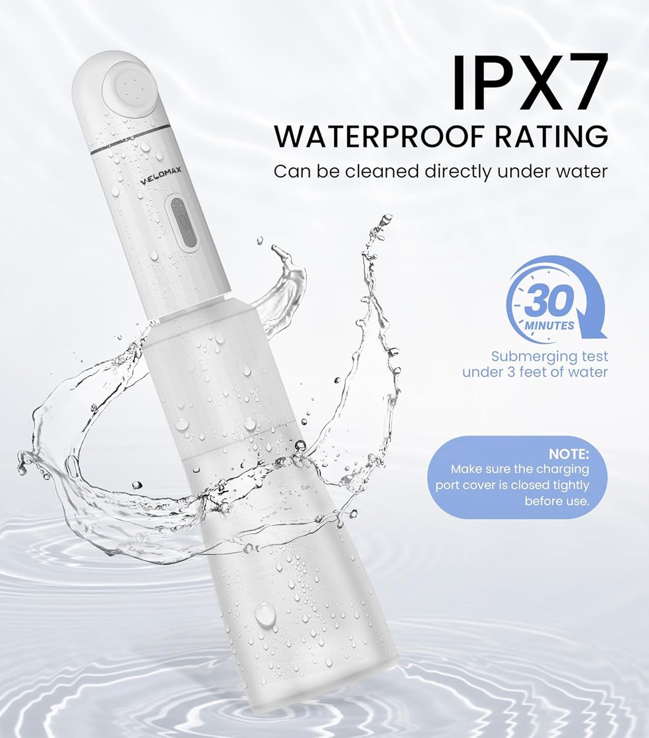 VELOMAX Portable Travel Bidet with 2 Pressure Options, IPX7 Waterproof Electric Rechargeable Mini Handheld Spray for Women & Men, Adjustable Speed, Hygienic Cleaning, Postpartum & Baby Care 1