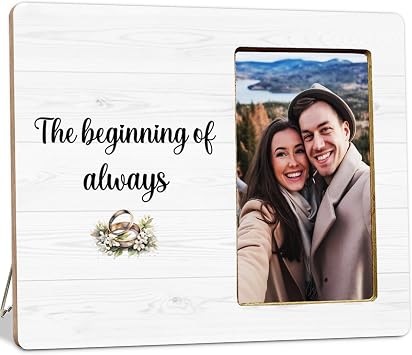 Engagement Gifts Wooden Picture Frame for Newlyweds Bride Groom, Just Engaged Gift Picture Frame, The Beginning of Always