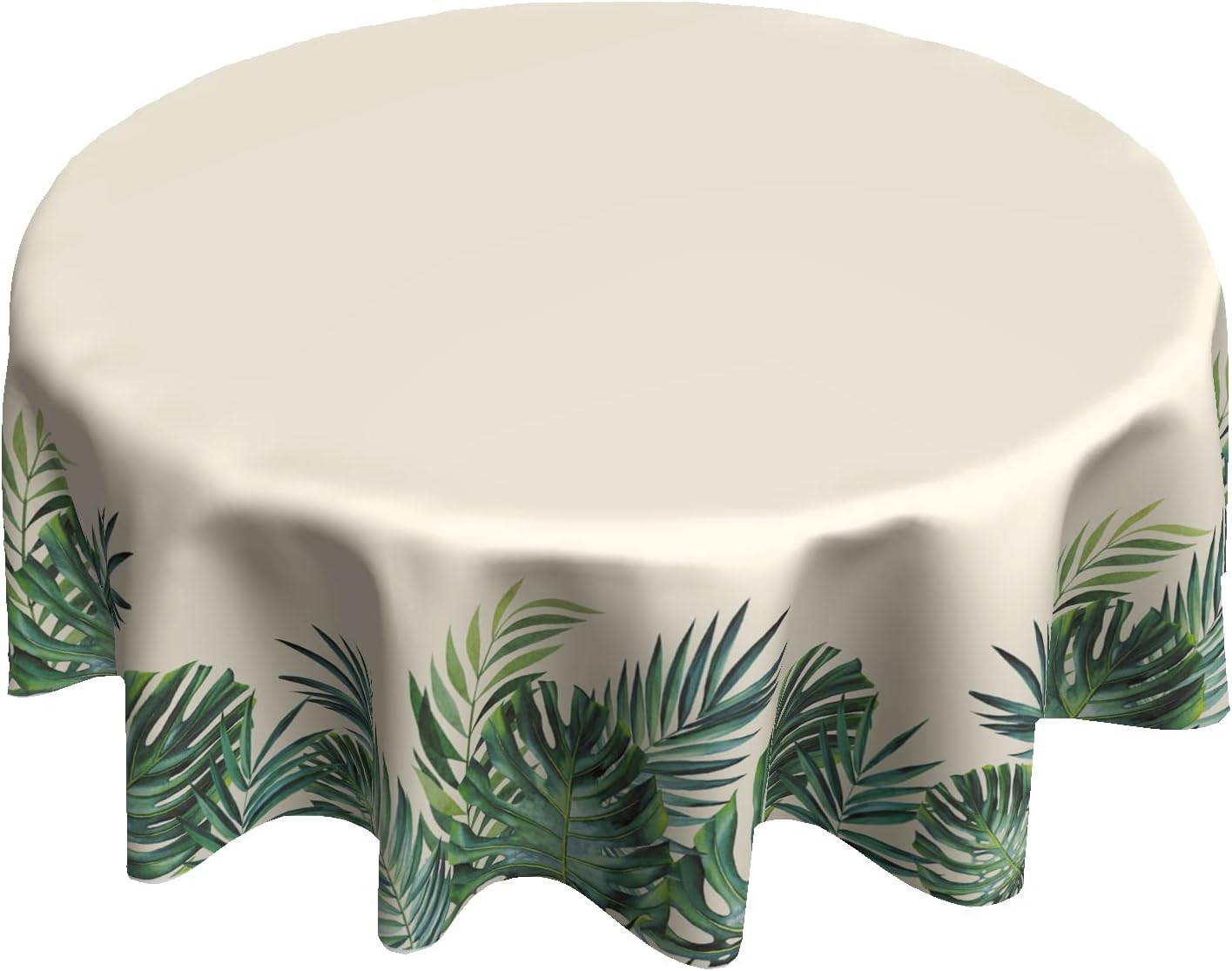 Kwlegh Jungle Round Tablecloth Green Eucalyptus Leaf Table