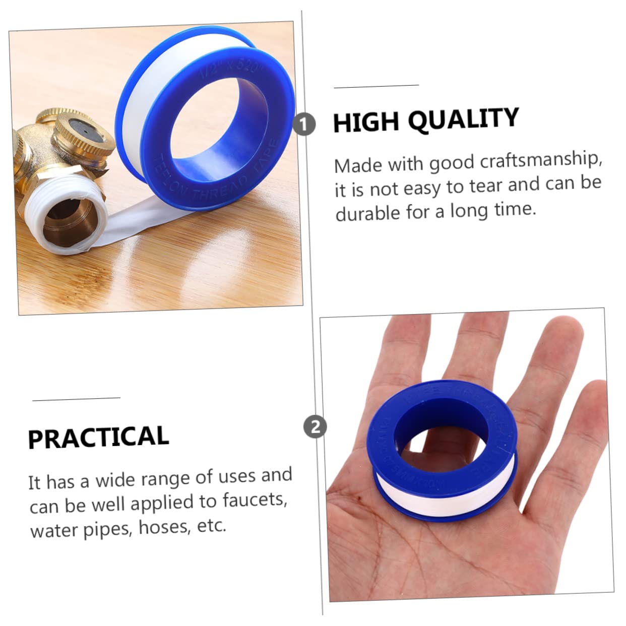 Plumbing Tape 12mm X 0.075mm X 10m PTFE 20Pcs for Faucets