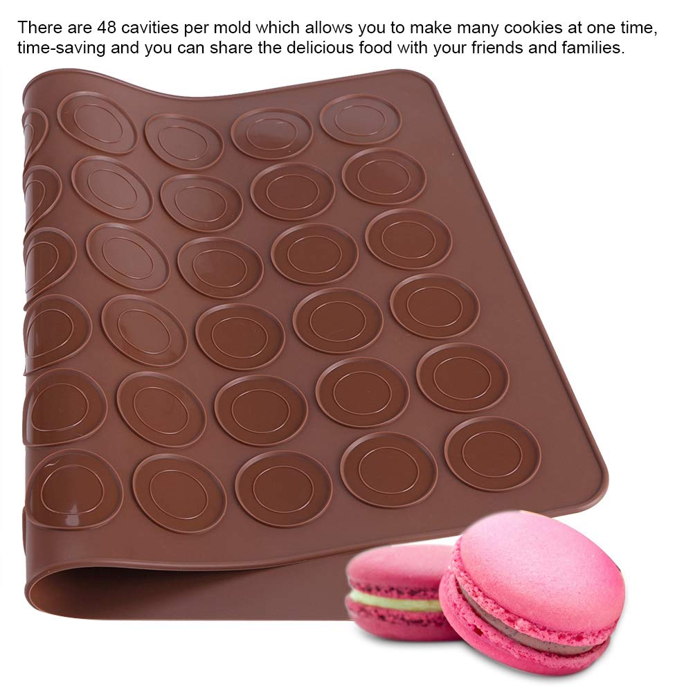 Wakects Stampo in Silicone per Macarons, 48 Stampi Singoli, 39 x 28,5 cm, Tappetino per Macaron Perfetti