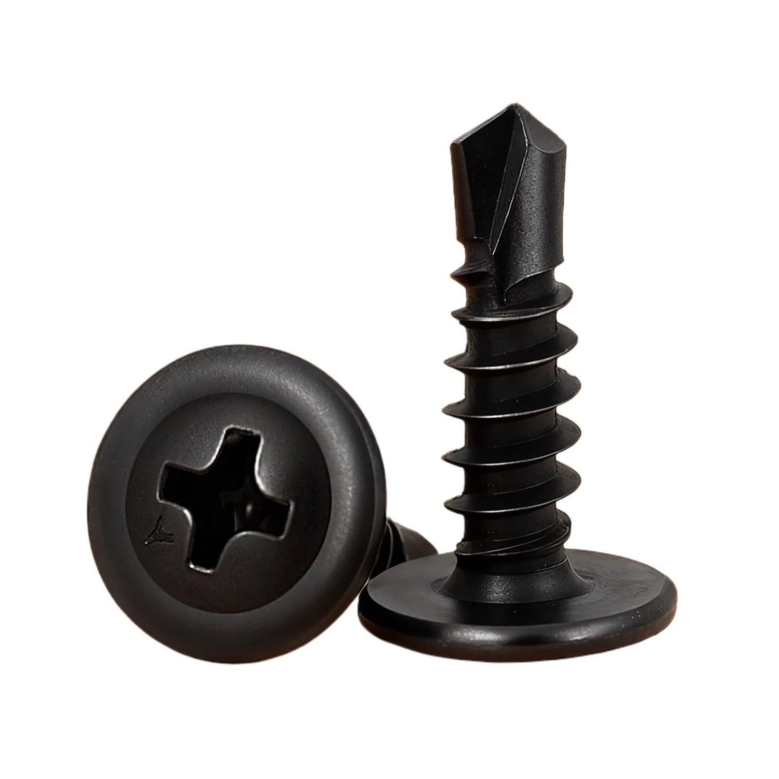 Trockenbau-Schrauben, Selbstbohrende Kreuzschlitz-Flachkopfschrauben aus Edelstahl, schwarz, 13–25 mm(25mm,200pcs)