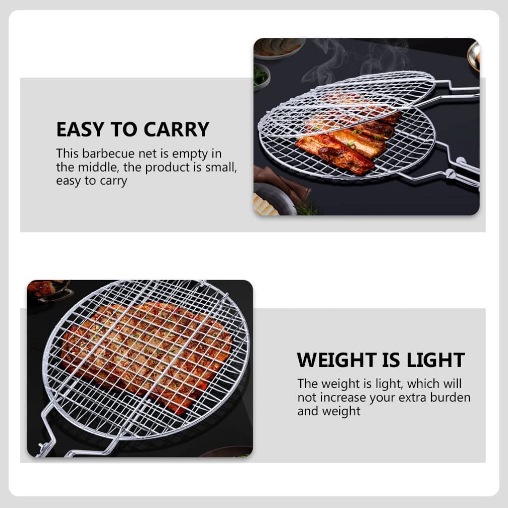 Panier De Barbecue Pliable Avec Poignée Longue - Acier Inoxydable, Pour Légumes, Viandes, Poissons, Saucisses - 6
