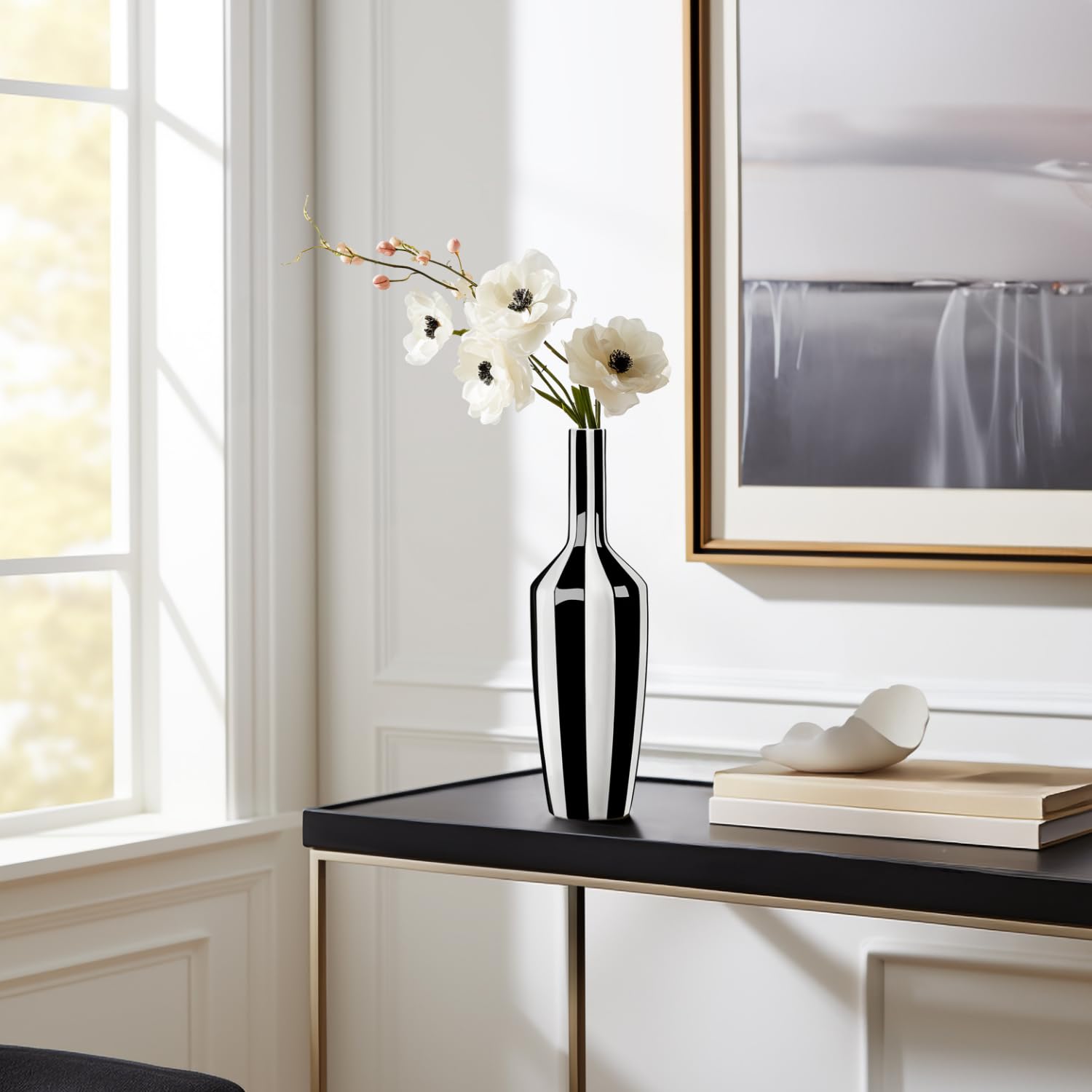 Torre & Tagus Vase, Keramik, Schwarz/Weiß