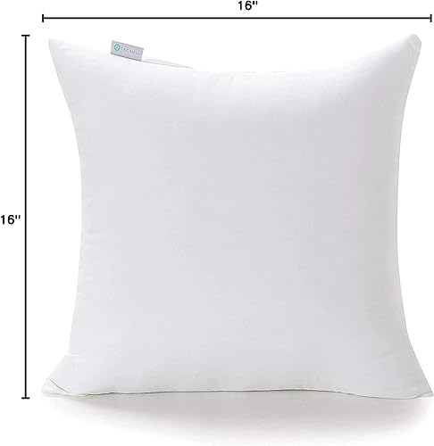 Miniatura 8 de Acanva 16 x 16 pulgadas, relleno de poliéster de alta calidad, funda de almohada cuadrada, 1 unidad (paquete de 1), color blanco