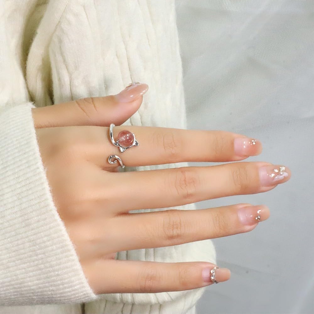 LadayPoa Adjustable Leaf Stackable Rings for Women Cubic Zirconia Stones Blue Leaves Purple Flower Open Band Stacking Finger Sliver Rings Fashion Plant Floral Aesthetic CZ Jewelry - Image 4