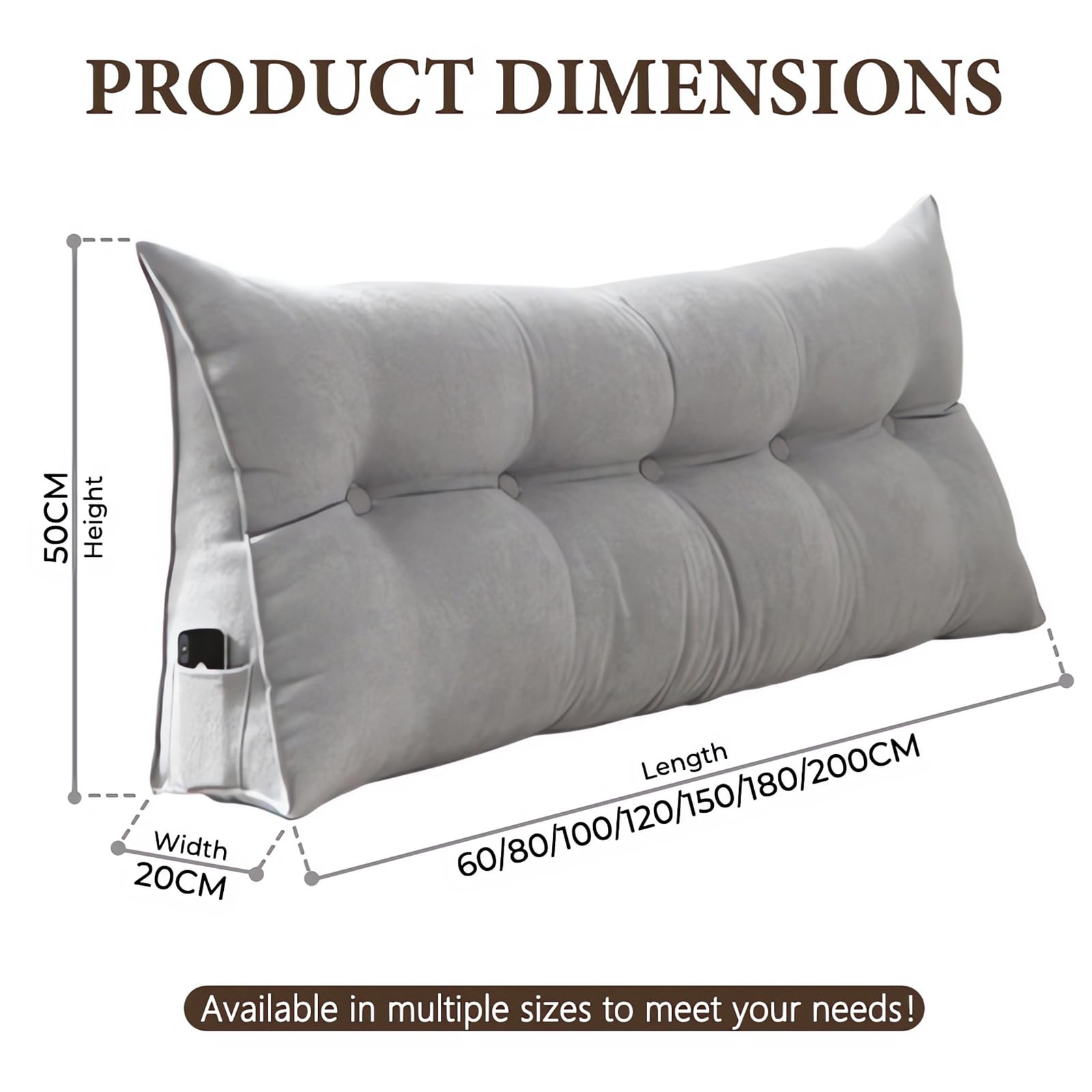 Generico Cuscino Schienale Divano Cuscino di Supporto per Testiera del Letto,Cuscino per Schiena per Divano Lettura con Rivestimento Sfoderabile per Camera Divano Letto,009,120 × 50 × 20 cm