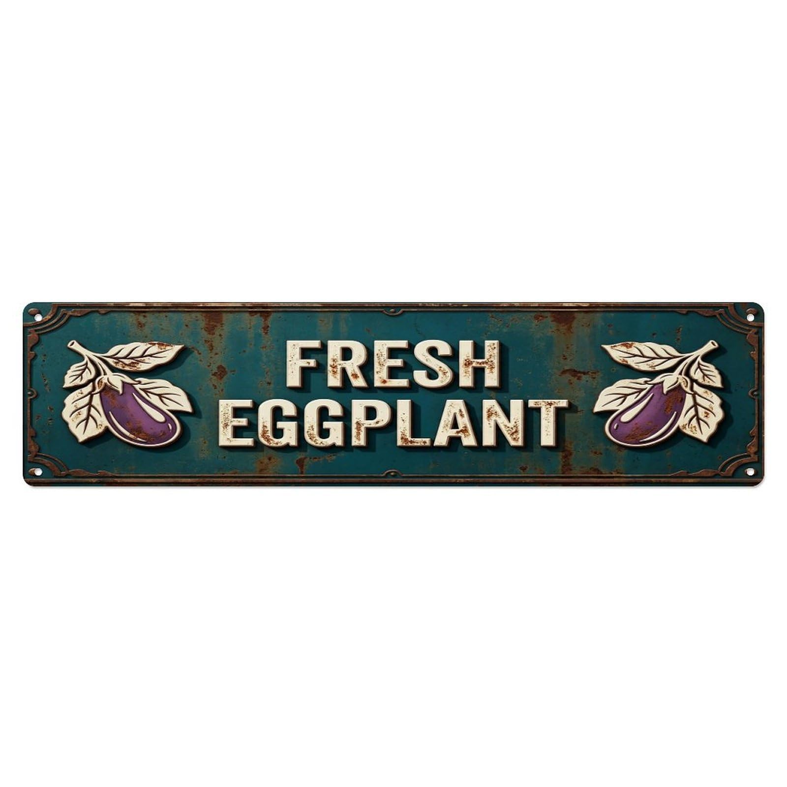 FRESH EGGPLANT Vintage Vegetable Rustic Farmhouse Metal Tin Sign