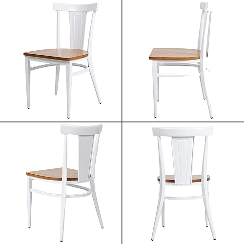 Miniatura 10 de LUCKYERMORE Juego de 2 sillas de comedor de madera maciza, marco de metal resistente, respaldo en X para cocina, restaurante, comedor, cafetería,