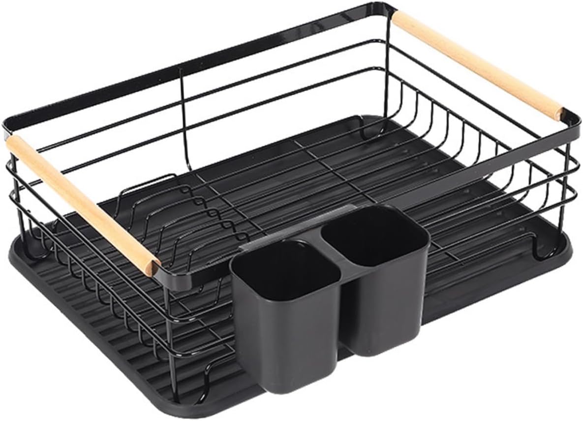 OUNONA Compact Kitchen Dish Drainer Rack Cutlery Holder Metal Drying Rack for Dishes and Bowls Space-Saving Countertop Organizer for Home Use