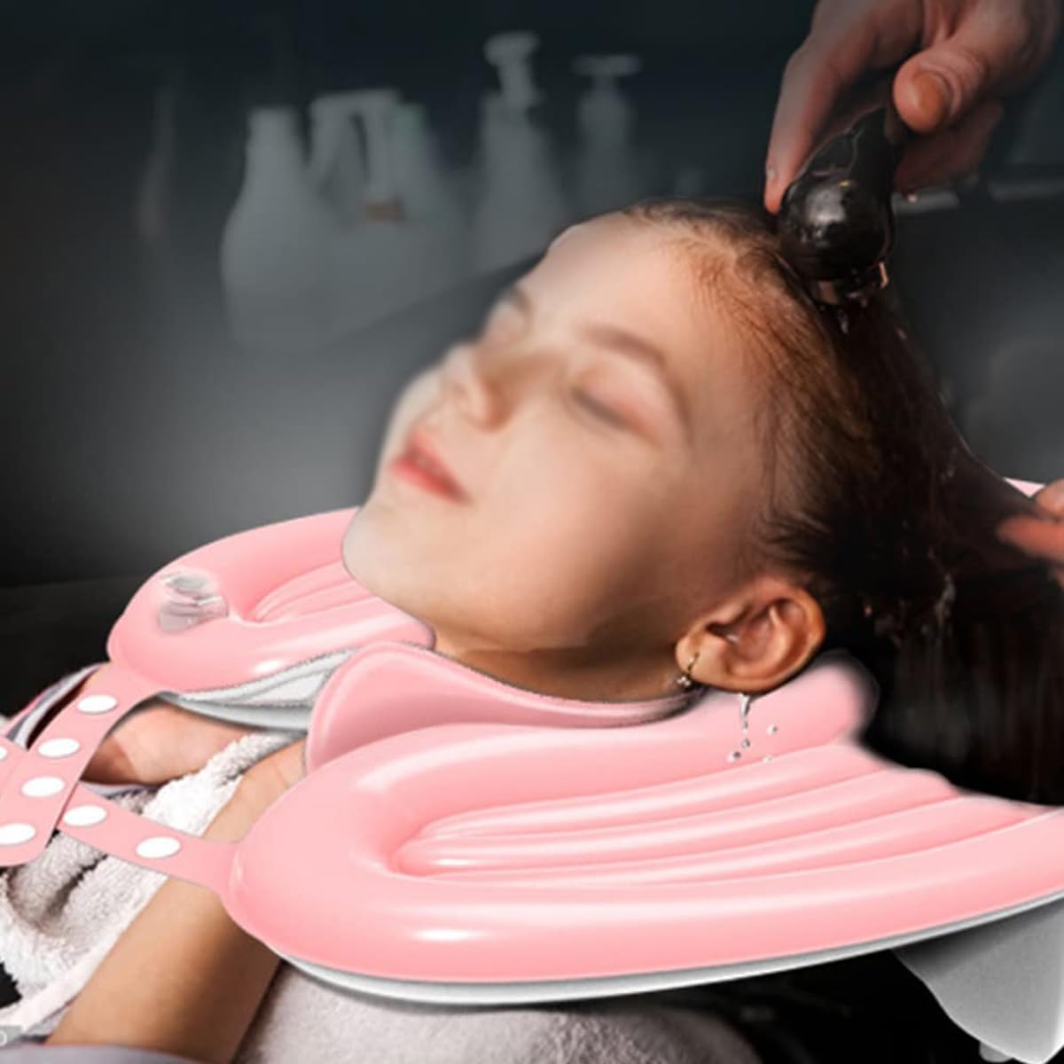 Lavandino Gonfiabile Portatile per Capelli, per Shampoo, per Anziani, disabili, Donne Incinte, Sistema di drenaggio Pieghevole in PVC