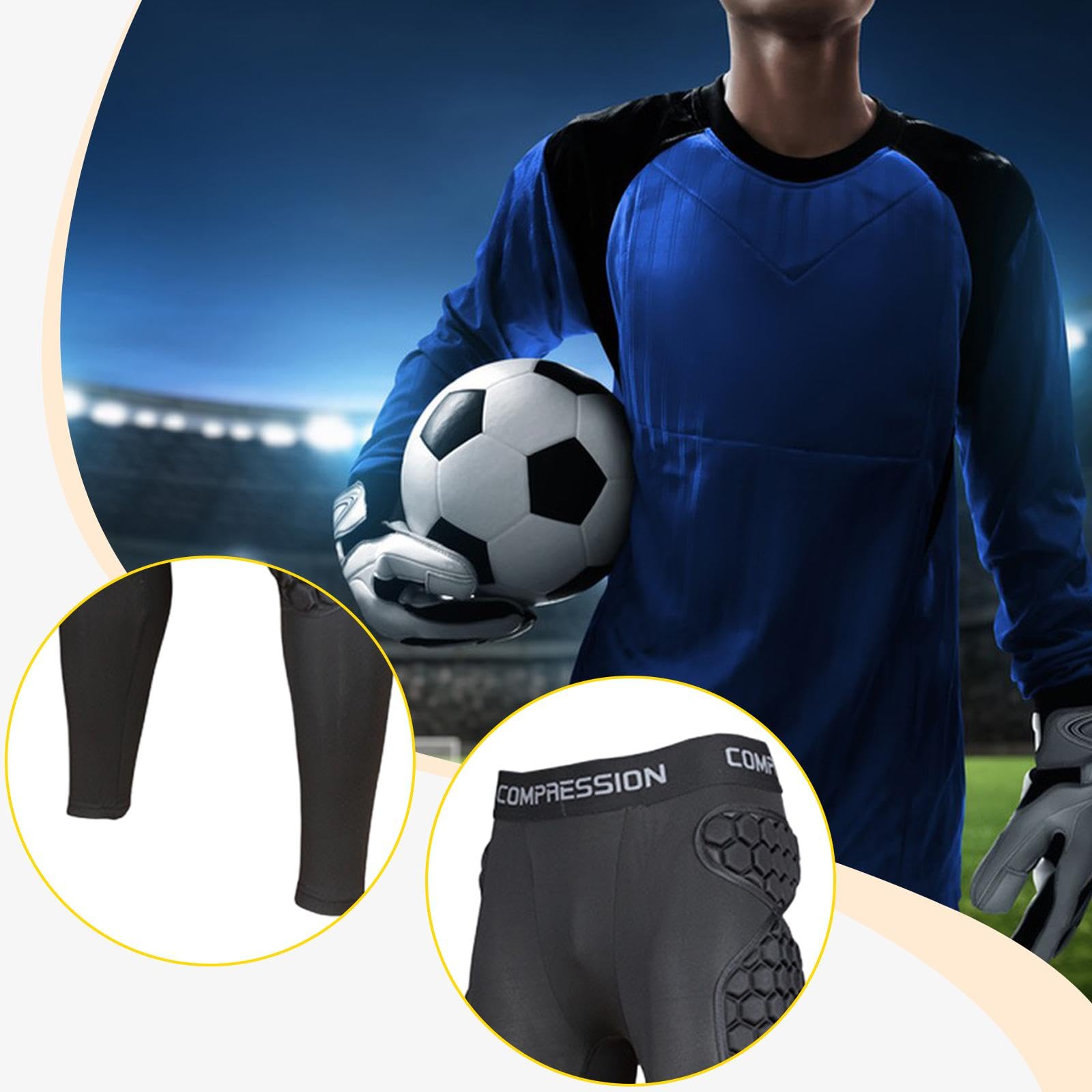 Gralara Pantalones de protección para porteros de fútbol, ​​para Deportes de Contacto, con Acolchado de Espuma EVA y Protectores de Rodillas y Muslos.