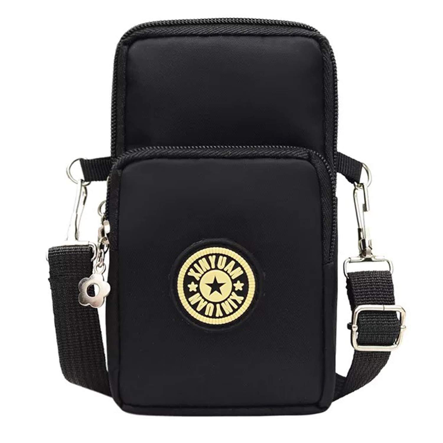 TCHEERMultifunction Mini Crossbody Bag, TCHEER Waterproof 3 Layer Phone Pouch Purse Teenage Girl Gifts for Smartphone 6.5" Makeups Cash Keys Cards (Black)