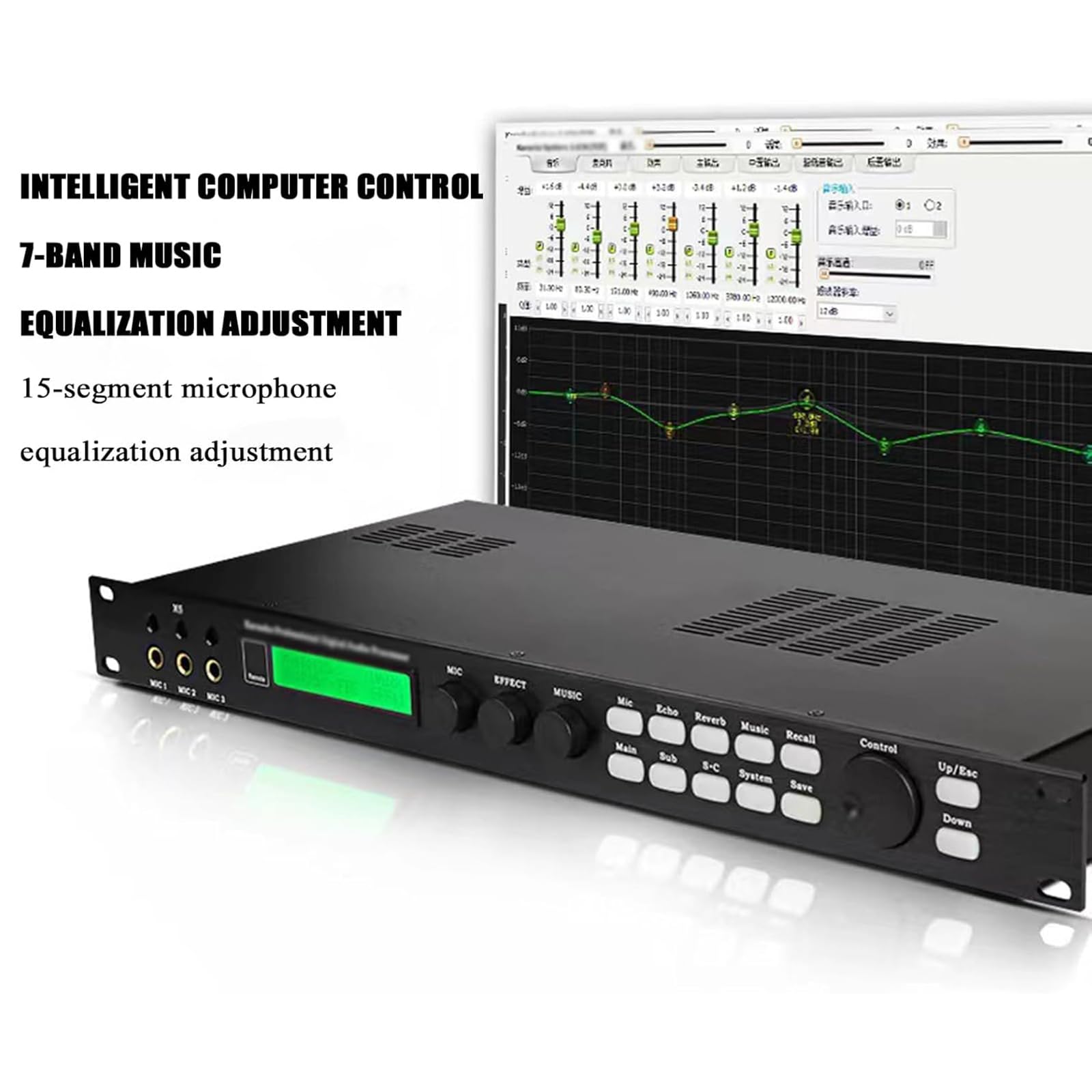 Procesador De Audio Digital De Karaoke X5, Pantalla HD, Reducción De Ruido Profesional, Efectos Digitales De Escenario, Se Puede Configurar a Través De Una Interfaz De PC para Evitar Aullidos
