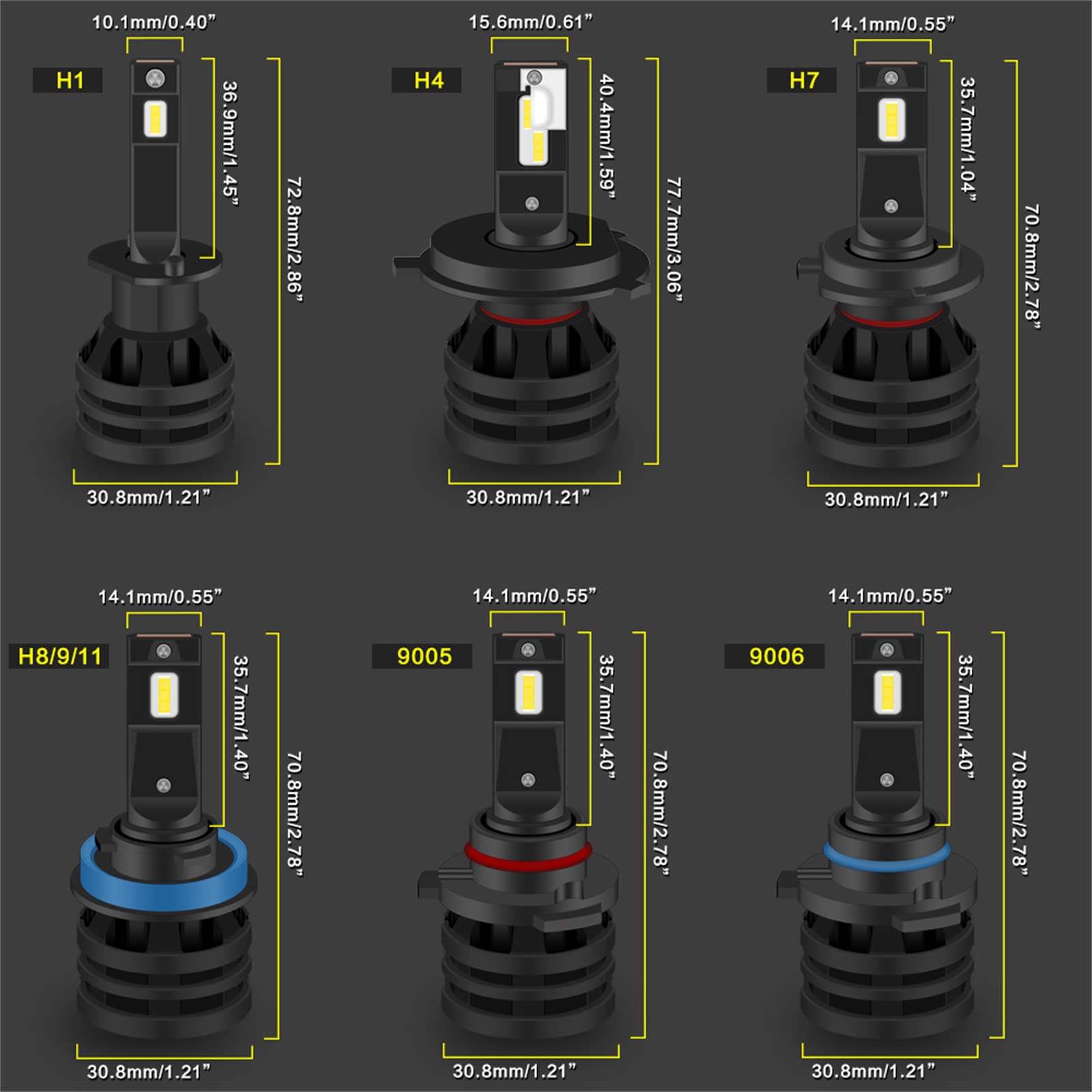 Lampadina Per Faro A LED Con Decoder Canbus Super Bright 6000K Kit Di Conversione Anti Sfarfallio Abbaglianti Abbaglianti Confezione Da 2,H4