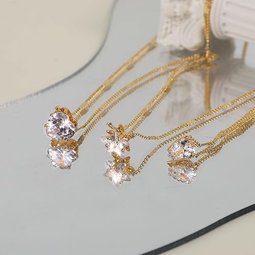 Miniatura 5 de ASCOMY Layered Necklaces for Women, Dainty Gold Necklace 14K Gold Plated Herringbone Necklace for Women Pearl Cross Necklace Paperclip Cuban Figaro