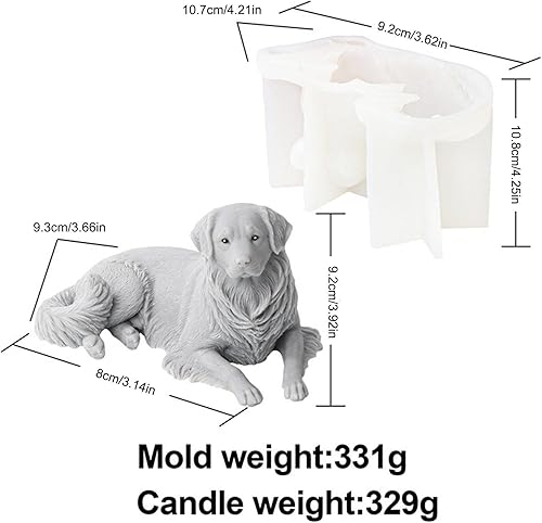 Miniatura 4 de Molde de silicona 3D para perros  Molde de perro Golden Retriever de resina 3D para el día de San Valentín  Velas de perro acostado, moldes de