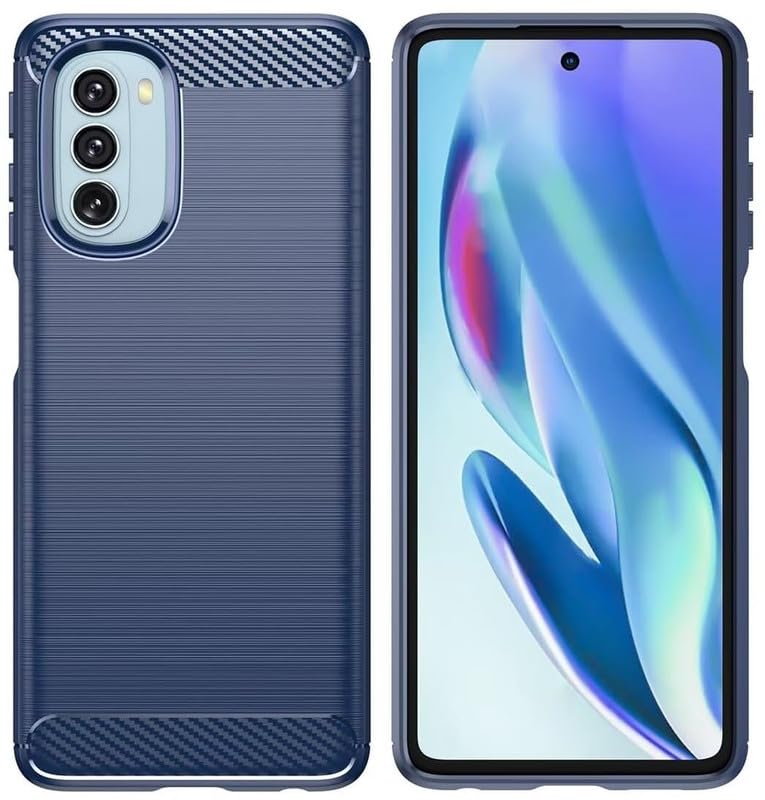 Image of NPRC Hybrid Ultra Slim Protective Case TPU Non-Slip Carbon Fiber Texture Shockproof Case Cover for Moto G51 - Blue
