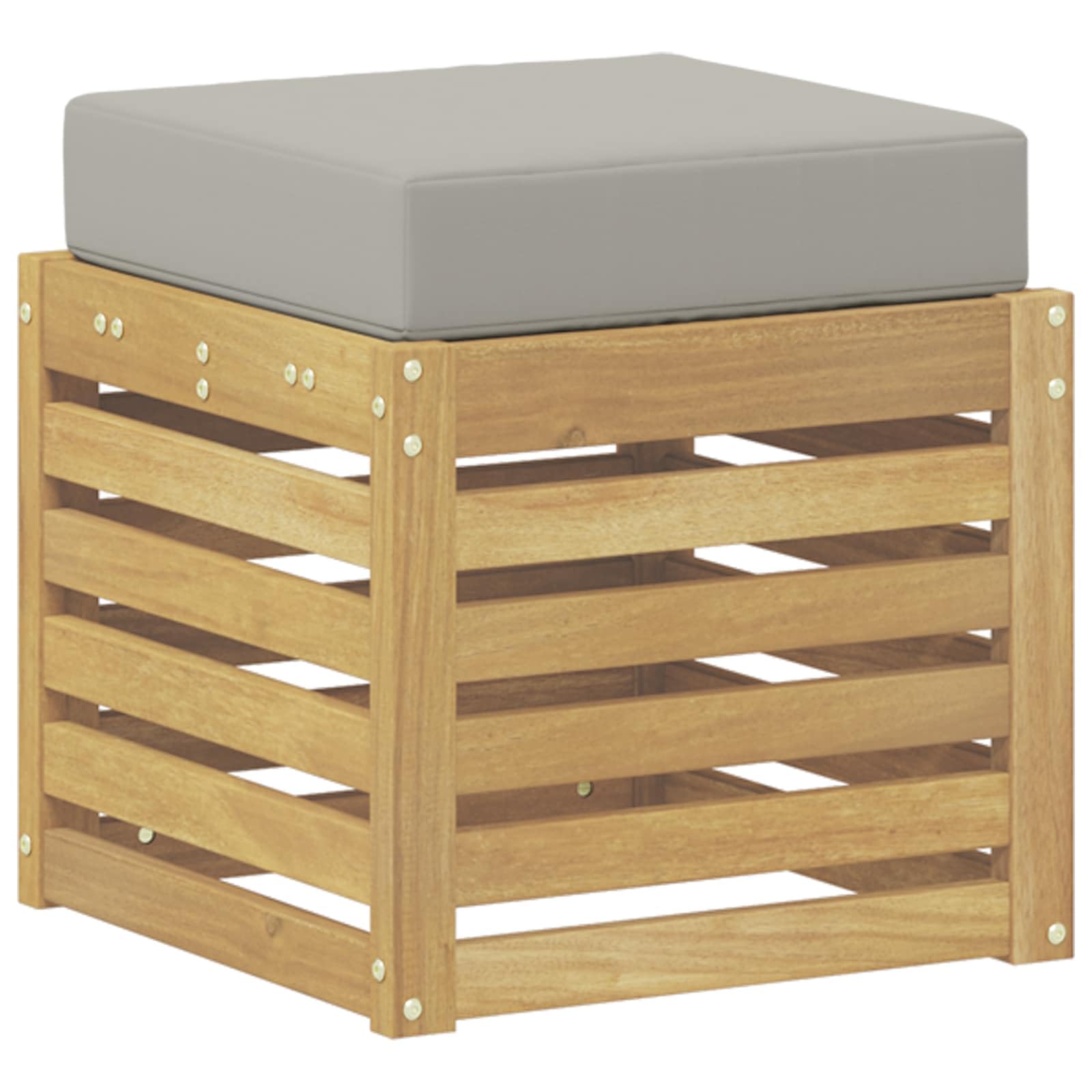 vidaXL Banco de Taburete Exterior con cojín Blanco 43 x 43 x 45 cm, Sofá Modular para el jardín, Banco Moderno afuera, Comodidad para el Patio, relajación veraniega