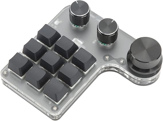 Sanpyl One Handed Programmable Mechanical Keyboard, 9 Keys 3 Knobs RGB Programmable Macro Keyboard, Custom Shortcut, Dual Mode Connection, Gaming Keyboard!