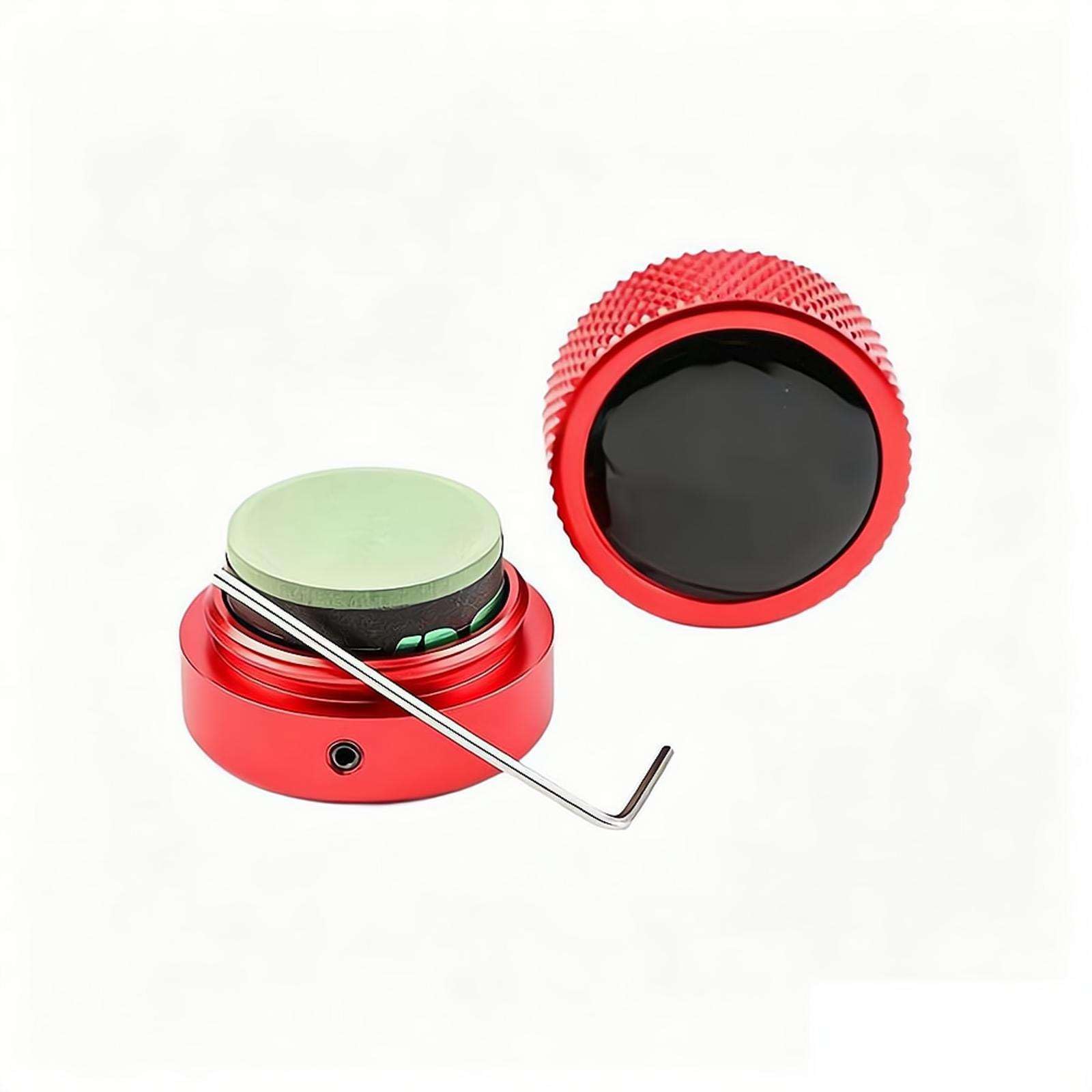 Pool Chalk Holder Round Shaped Practical Tool Billiards Accessories Magnetic Mini Chalk Tip Case Container Round Box Billiards New Upgrade (Red)