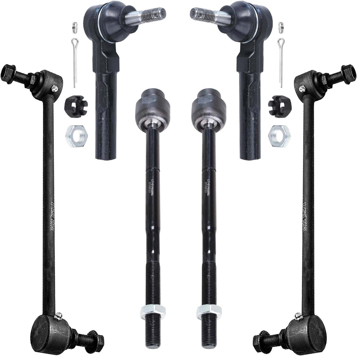 Detroit Axle - Front Suspension Kit for 2004-2012 Chevrolet Malibu 2005-2010 Pontiac G6 2007-2009 Saturn Aura, Inner Outer Tie Rods 11.8" inch Sway Bars Replacement 6pc Set