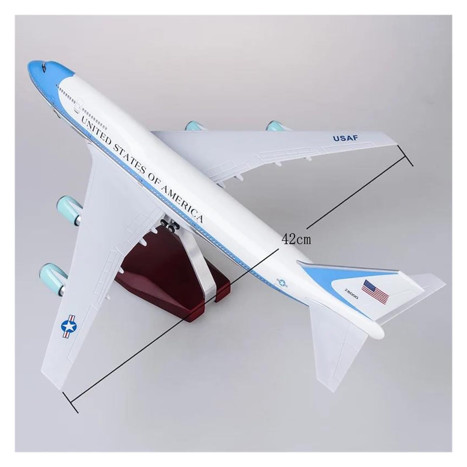CLMJHG Vintage Classics samolot w skali 1:150 Model samolotu B747 samolot sił powietrznych ze światłem i kołem podwozie linii lotniczych zabawka (bez światła)