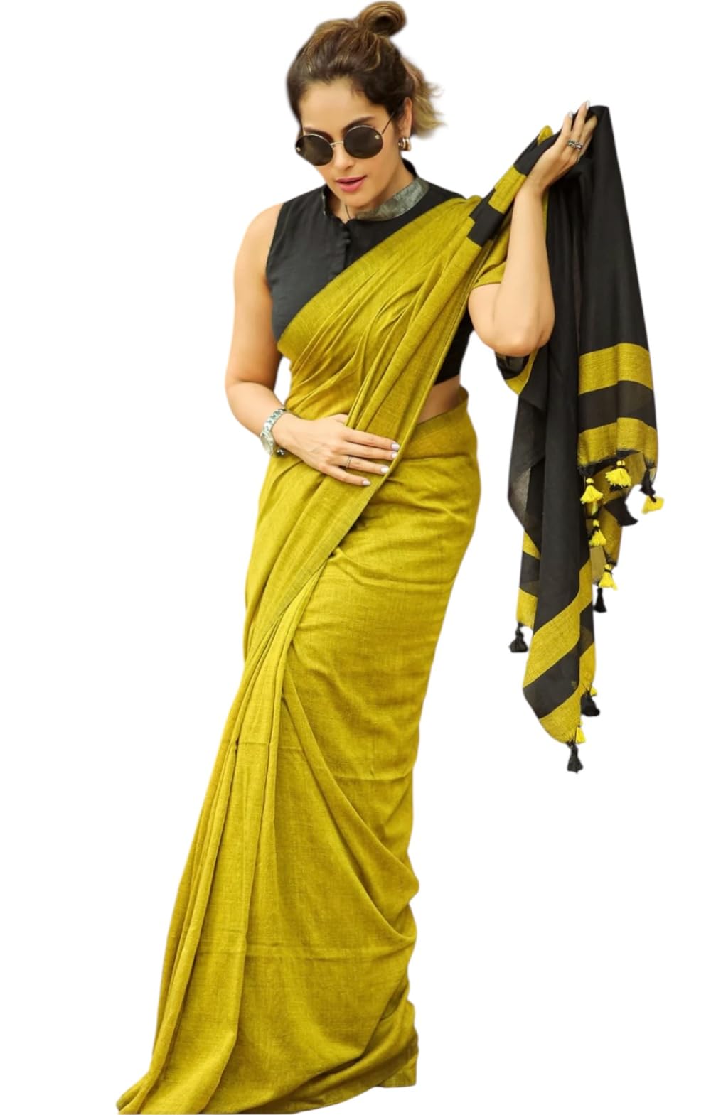sarada handloom Designer Cotton Saree with Floral Print Blouse, Maroon and Mint Green, Tasseled-picture-19