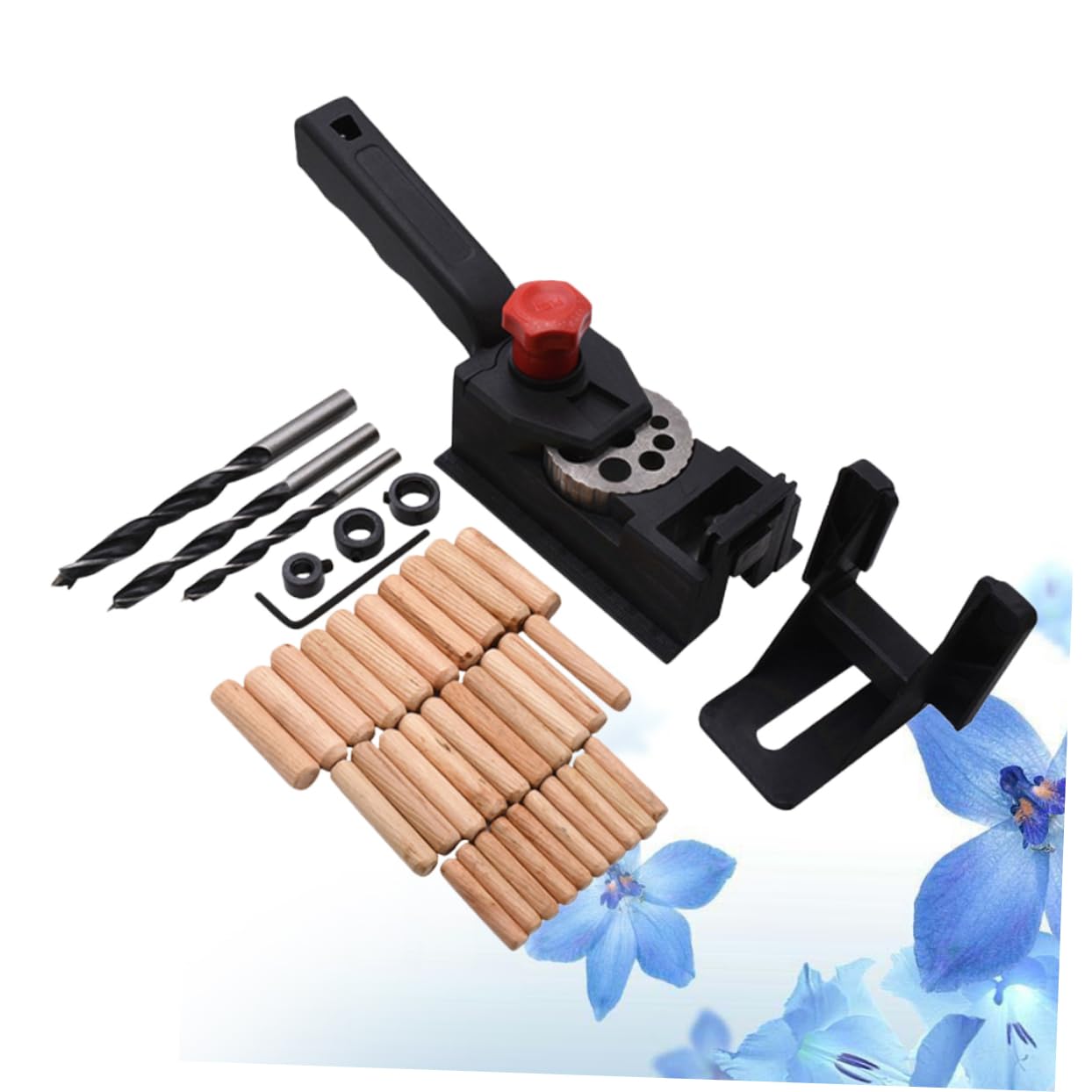 Veemoon 38Pcs Woodworking Straight Hole Locator Kit Durable Black Wood Dowel Drilling Guide for Precision DIY Projects High Strength Construction for Enhanced Drilling Accuracy