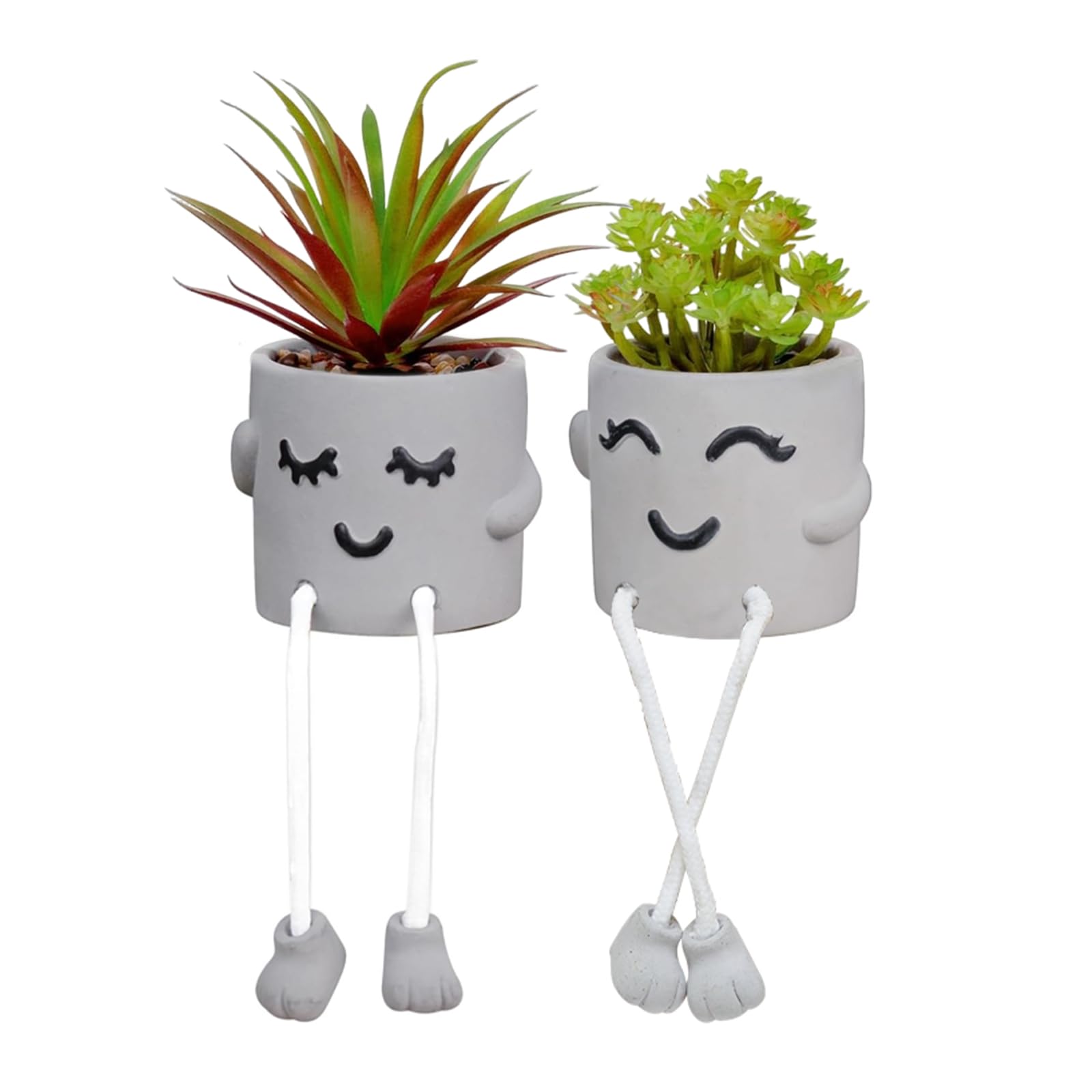 Pot de fleurs amusant smiley avec jambes pour plante succulente intérieure