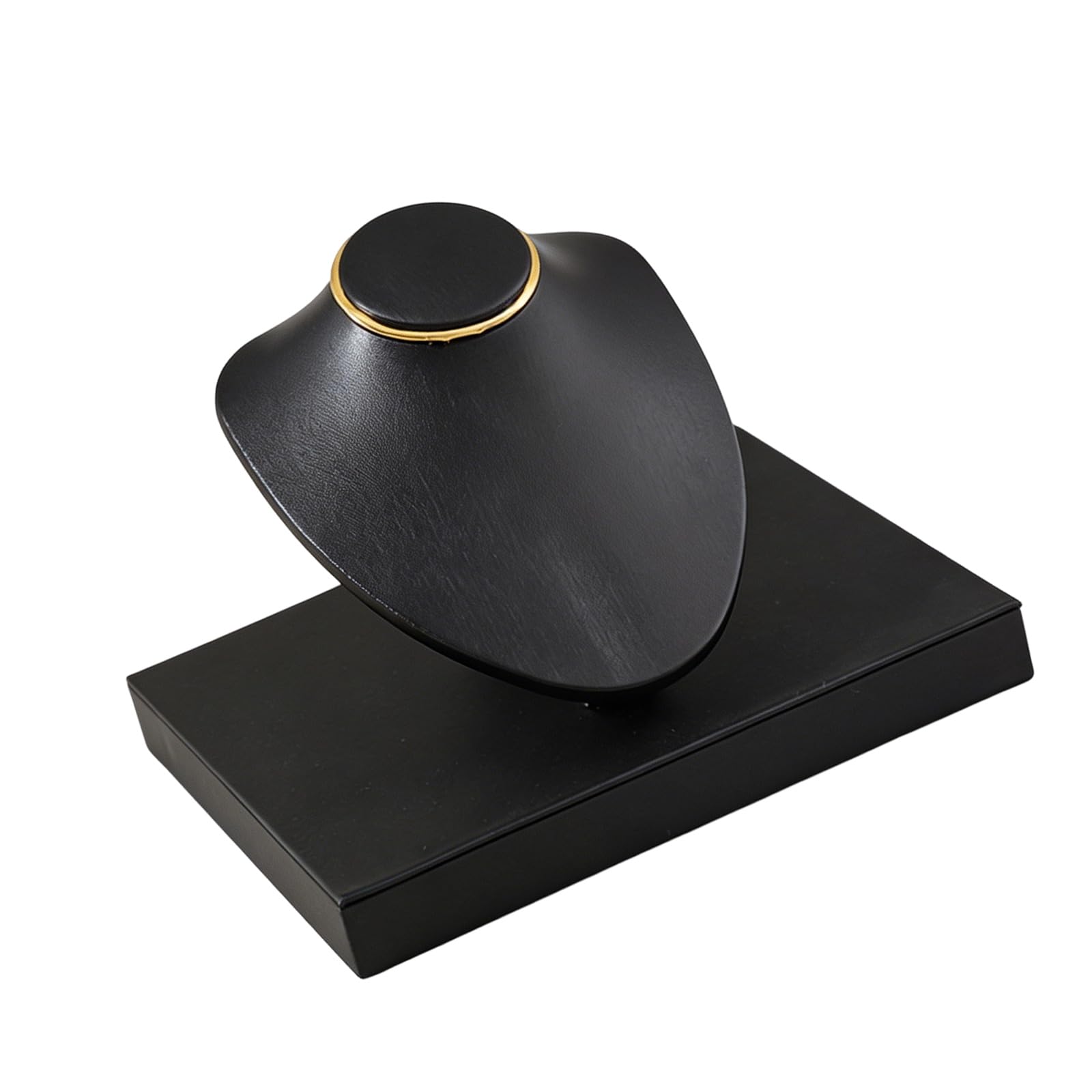 Shntig Black Jewelry Display Bust Stand With Angled Form And Square Base For Necklace Presentation, Counter Display, And Photos Pendant Holder Necklace Presentation Bust Form Countertop Retail Photo Table Jewelry