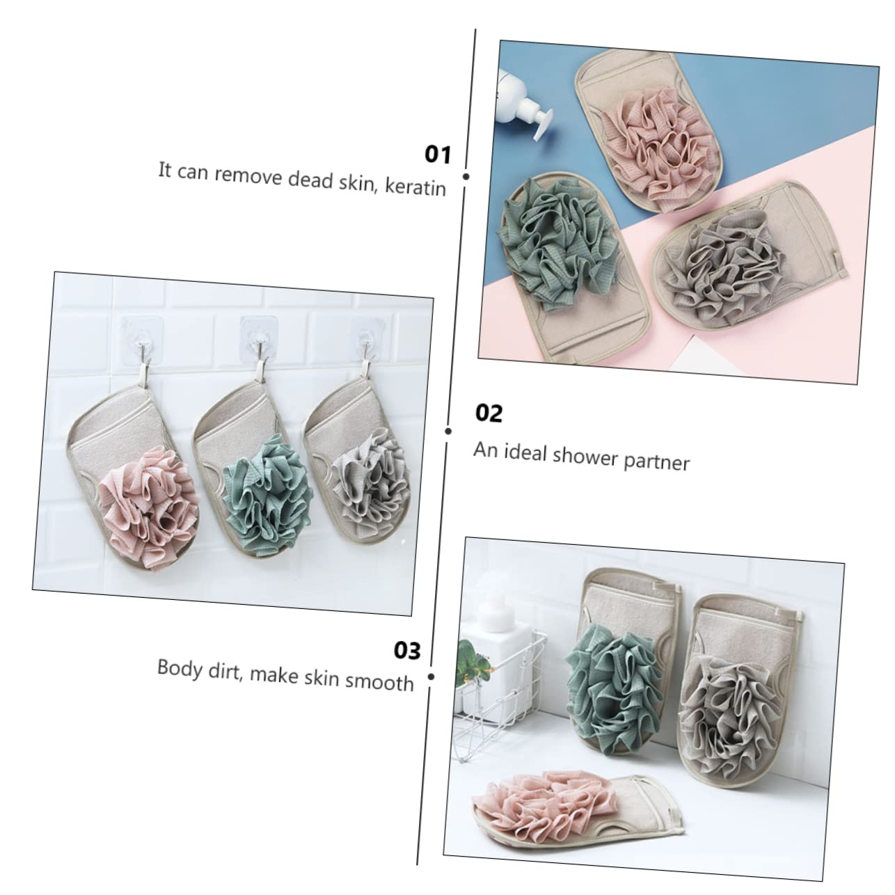 Didiseaon 9pezzi Guanti Esfolianti Per Doccia Design Doppia Faccia Per Rimuovere e Morta Spugne Per Bagno Colorate e Morbide