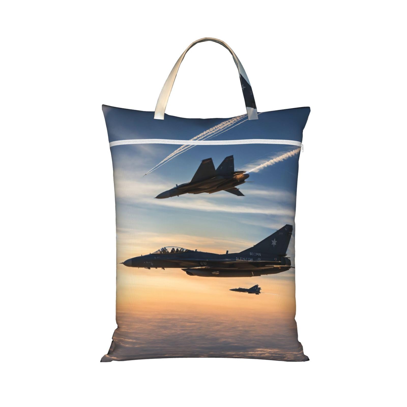 Aircraft Fighter Jets Print Travel Laundry Bag Foldable Lightweight Camping Beach Dorm Weekend Getaways