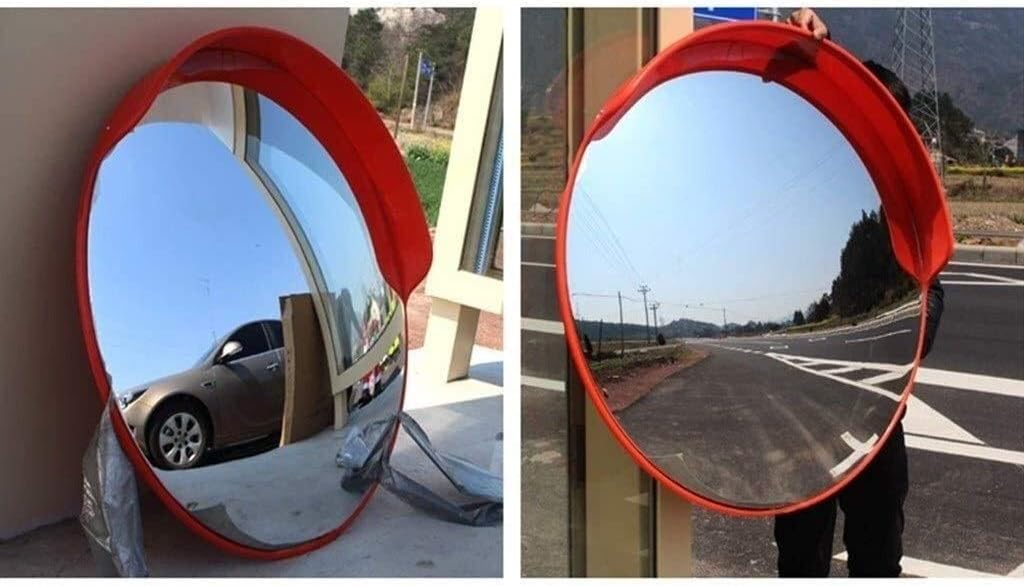 Convex Safety Mirror Traffic Mirror Multifunction Convex Traffic Mirror, PC Plastic Wide-Angle Lens Rainproof Sunscreen Car Blind Spot Mirror Diameter: 30-120CM Safety Traffic Mirr