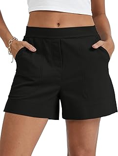 Micoson Linen Shorts for Women Casual Comfy Shorts Summer Trendy Mid Waisted Short with