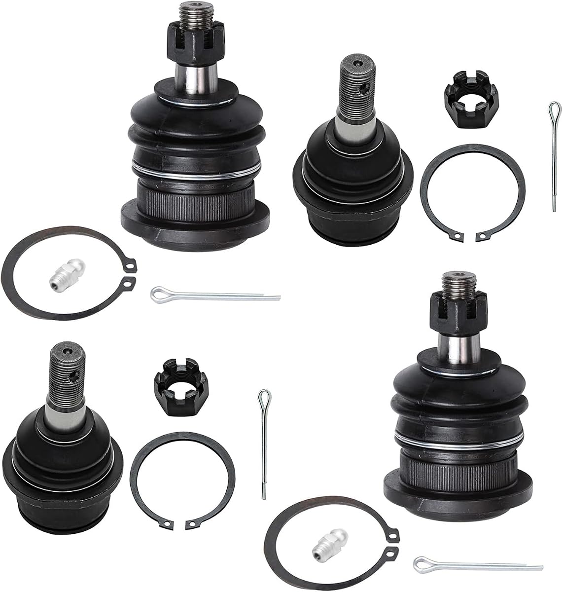 Detroit Axle - Front 4pc Ball Joints for 08-22 Toyota Sequoia | 07-21 Tundra, 4 Lower & Upper Ball Joints 2007 2008 2009 2010 2011 2012 2013 2014 2015 2016 2017 2018 2019 2020 2021 2022