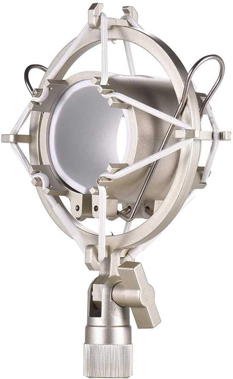 Brain Freezer Microphone Metal Shock Mount Silver Holder Clip Stand for Condenser Mic, Anti-Vibration Suspension Shock Mount Holder Silver